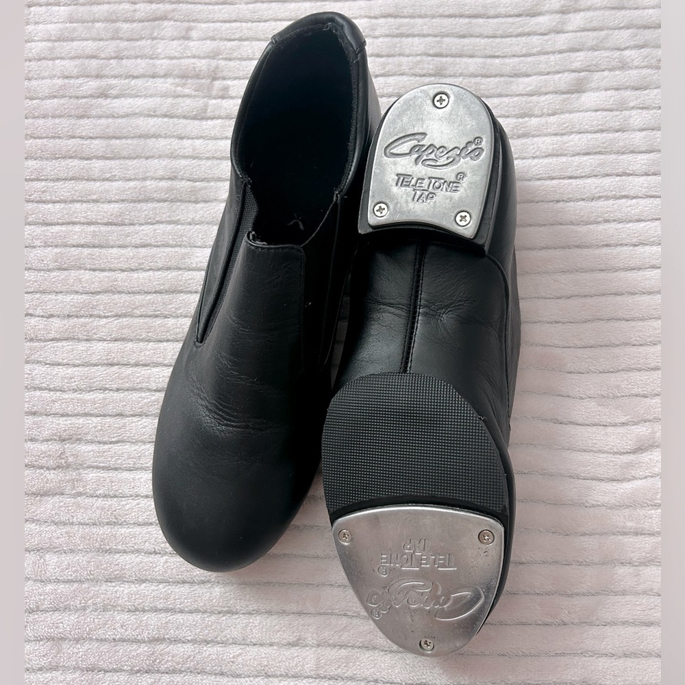 Plain black leather Capezio tap shoes